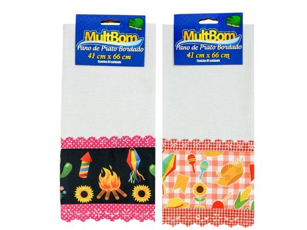 Pano de Prato Bordado MultBom 41x66cm